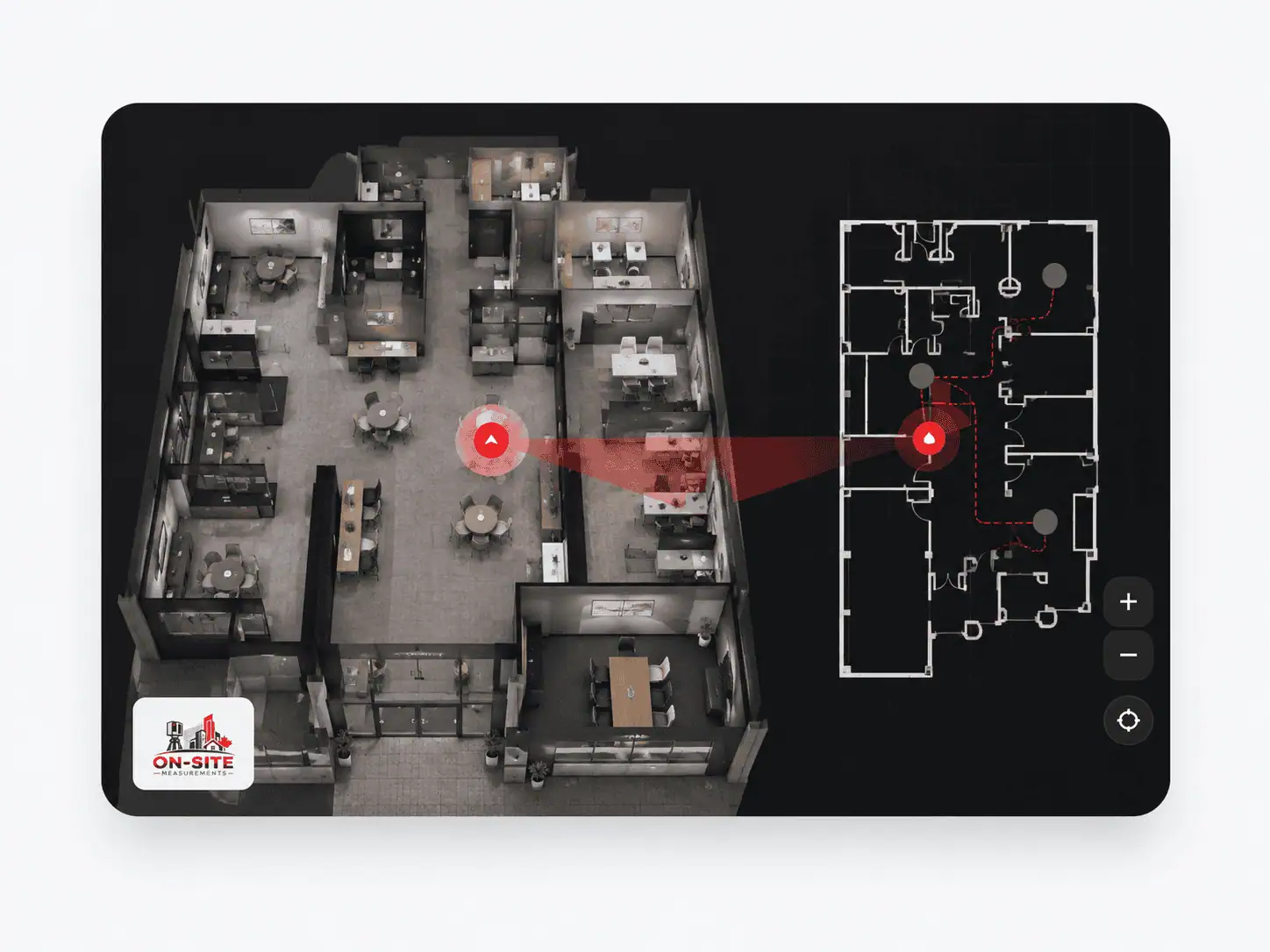 Overhead and floor plan view